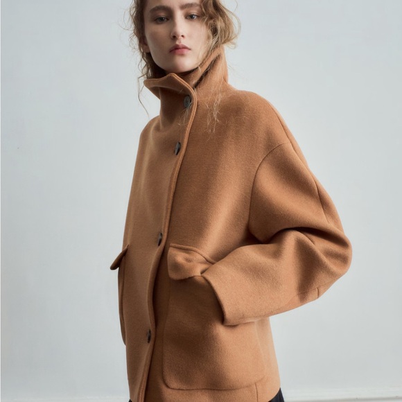 MANGO Basquiat Funnel Neck Coat Size S NWT - Picture 3 of 4